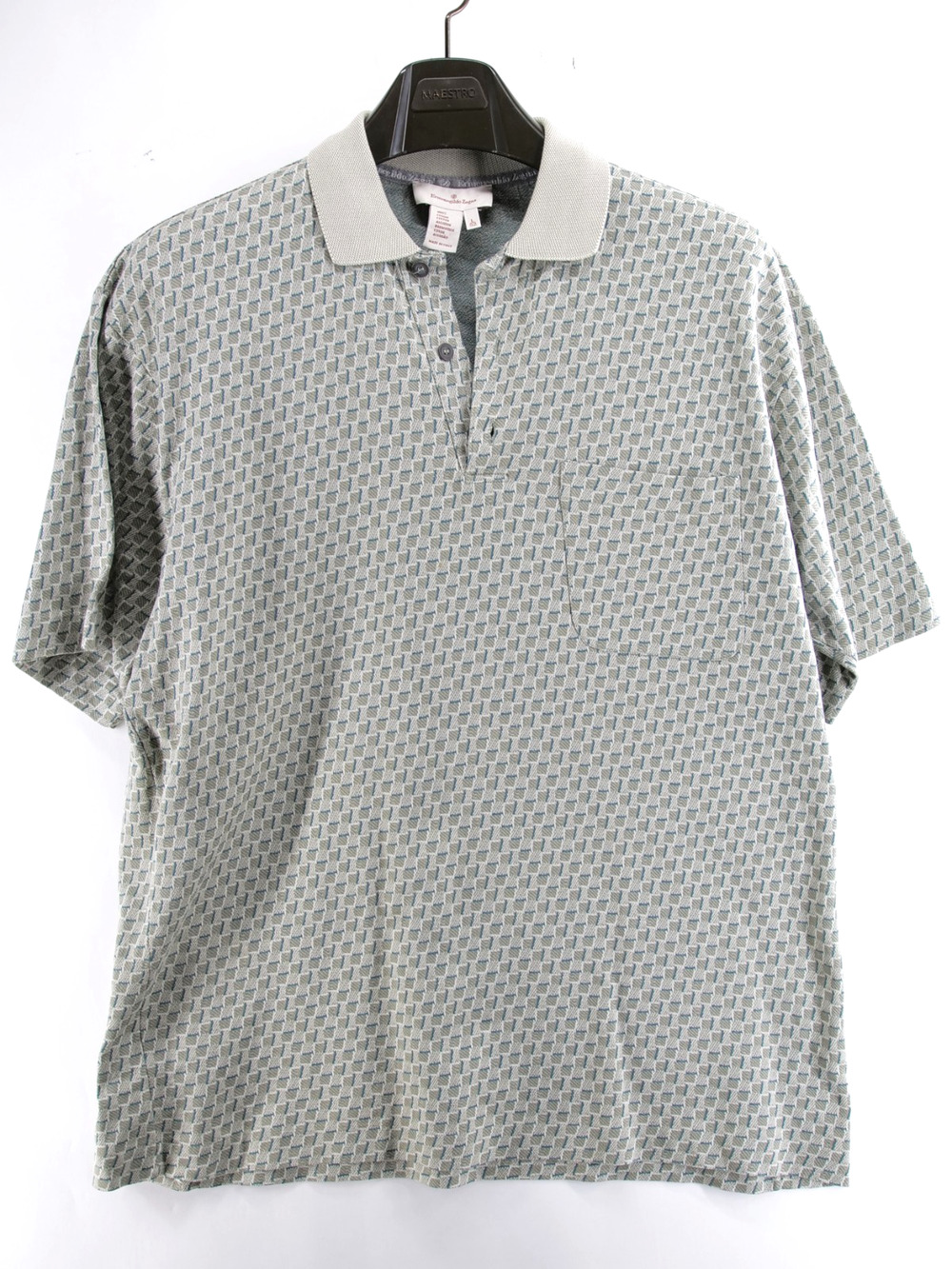 Ermenegildo Zegna Mens Large 52 Polo Geometric Made in Italy